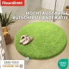 FLOORDIREKT Badematte Sky - Flauschiger Badvorleger mit dichtem Flor - Rund - Ø 120 cm - Grün