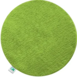FLOORDIREKT Badematte Sky - Flauschiger Badvorleger mit dichtem Flor - Rund - Ø 120 cm - Grün