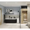 form&style Vorwand Badewanne Back to Wall SANSIBAR 80 x 180 cm Wanne weiß glänzend Schürze schwarz matt