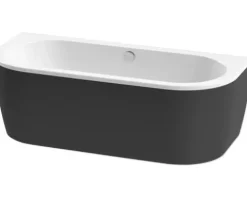 form&style Vorwand Badewanne Back to Wall SANSIBAR 80 x 180 cm Wanne weiß glänzend Schürze schwarz matt