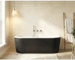 form&style Vorwand Badewanne Back to Wall SANSIBAR 80 x 180 cm Wanne weiß glänzend Schürze schwarz matt