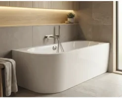 form&style Badewannen Set SANSIBAR 80 x 180 cm Rundung links Montage in Ecke rechts weiß glänzend