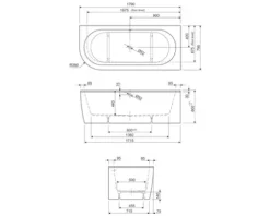 form&style Badewannen Set SANSIBAR 80 x 180 cm Rundung links Montage in Ecke rechts weiß glänzend