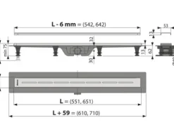 form&style Duschrinne RAMREE 550 x 62 mm Abflussleistung 27 l/min Rost edelstahl matt