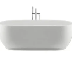 Freistehende Badewanne DURAVIT Luv 85 x 180 cm mit nahtloser Verkleidung, Fußgestell und Ab- und Überlaufgarnitur weiß matt 700434000000000
