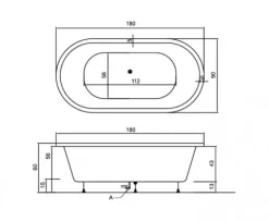 Freistehende Badewanne 180x90 Freistehend 90x180cm Oslo Kreabad