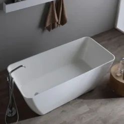 Freistehende rechteckige Badewanne aus Mineralguss | Paola