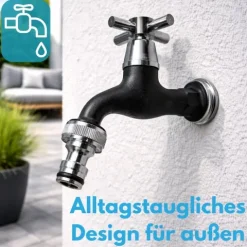 Garten Wasserhahn mit Schlauchanschluss 3/4 Kugelhahn Außen Wasserhahn Garten Schwarz Wasserhahn Auslaufhahn 3/4 Zoll Außenwasserhahn
