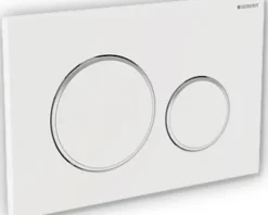 GEBERIT Betätigungsplatte Sigma 20 Platte weiß matt / Taster weiß matt / Dekorringe chrom 115.882.JT.1