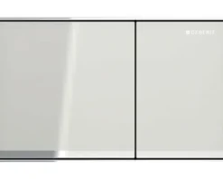 GEBERIT Betätigungsplatte Omega 60 Platte sandgrau glänzend / Taster sandgrau glänzend / Dekorstreifen chrom 115.081.JL.1