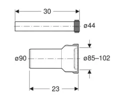 GEBERIT Anschlussgarnitur für WC Bambini Ø90/44 mm x 250 mm weiß 152408001