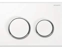 GEBERIT Betätigungsplatte Kappa 21 Platte weiß glänzend / Taster weiß glänzend / Dekorringe chrom 115.240.KJ.1