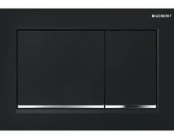 GEBERIT Betätigungsplatte Omega 30 Platte schwarz glänzend / Taster schwarz glänzend / Dekorstreifen chrom 115.080.KM.1