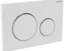 GEBERIT Betätigungsplatte Sigma 20 Platte weiß glänzend / Taster weiß glänzend / Dekorringe chrom 115.882.KJ.1