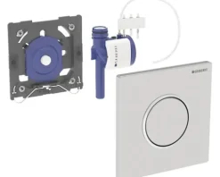 GEBERIT Urinalsteuerung Typ 10 pneumatisch Platte edelstahl gebürstet / Dekorring chrom 116.015.SN.1