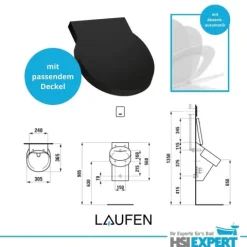 Geberit Vorwandelement Urinal Laufen mit Deckel Drückerplatte schwarz inkl. Zubehör Set