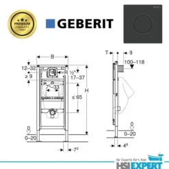Geberit Vorwandelement Urinal Laufen mit Deckel Drückerplatte schwarz inkl. Zubehör Set