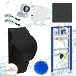 Geberit Vorwandelement Urinal Laufen mit Deckel Drückerplatte schwarz inkl. Zubehör Set