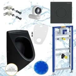 Geberit Vorwandelement Urinal Onyx ohne Deckel Drückerplatte schwarz inkl. Zubehör Set