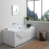 Glänzend weiße Whirlpool-Badewanne mit Nackenstütze rechts| Diletta