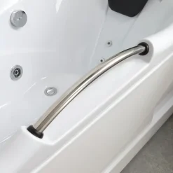 Glänzend weiße Whirlpool-Badewanne mit Nackenstütze rechts| Diletta