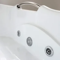 Glänzend weiße Whirlpool-Badewanne mit Nackenstütze rechts| Diletta