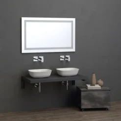 Graues Holzregal für Aufsatzwaschbecken 60 cm | Valentina