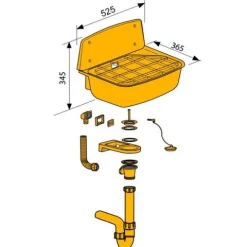 HAAS® Kunststoff-Universal-Ausgussbecken Lisa“, komplett mit Auflagerost und PP-Siphon 1½, granit, 6231