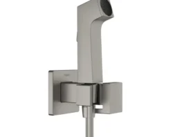 hansgrohe Bidetbrauseset Bidette 1jet E EcoSmart für Kaltwasser mit Brausehalter und Brauseschlauch 125 cm eckig brushed black chrom gebürstet 29231340