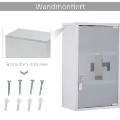 HOMCOM Medizinschrank Arzneischrank Erste Hilfe Schrank mit Schloss Edelstahl 30 x 18 x 50 cm