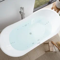 Home Deluxe - freistehende Badewanne mit Whirlpoolfunktion - OVALO PLUS - Maße 180 x 90 x 72 cm - inkl. komplettem Zubehör I Whirlwanne, Whirlpool für 2 Personen