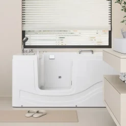 Home Deluxe - Seniorenbadewanne inkl. Whirlpool- VITAL M Links - Maße: 153 x 76 x 64cm - inkl. komplettem Zubehör I Badewanne mit Tür, Senioren Badewanne mit Einstieg
