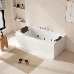 Home Deluxe - Whirlpool Badewanne - NOOR - weiß mit Handbrause und Massage - ca. 173 x 80 x 84 cm I Indoor Badewanne, Spa, 2 Personen