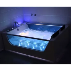Home Deluxe - Whirlpool Badewanne - ATLANTIC XL - Maße: 180 x 120 x 60 cm - inkl. Heizung, Massagefunktion und kompl. Zubehör I Wanne für 2 Personen, Indoor Pool