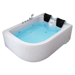 Home Deluxe - Whirlpool - BLUE OCEAN XL Links, Weiß, Maße: 180 x 120 x 65 cm - inkl. Nackenkissen, Armaturen und Whirlpoolpumpe I Whirlpool für 2 Personen, Indoor SPA, Eckbadewanne