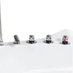 Home Deluxe - Whirlpool - Laguna L - Weiß, Maße 157x157x65cm - inkl. Radio, Heizung und Lichttherapie I Eckwanne für 2 Personen, Indoor Badewanne