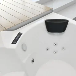 Home Deluxe - Whirlpool - Laguna L - Weiß, Maße 157x157x65cm - inkl. Radio, Heizung und Lichttherapie I Eckwanne für 2 Personen, Indoor Badewanne