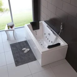 Home Deluxe - Whirlpool - LAGUNA M PURE - Weiß, Maße: 180 x 90 x 55 cm - inkl. Radio, Heizung und Lichttherapie I Whirlwanne für 2 Personen, Indoor Badewanne