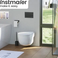 instmaier Alma WC Sitz | Made in Germany | Toilettendeckel mit Absenkautomatik | Klobrille Weiß Glanz | D-Form | mit Schnellverschluss | Duroplast