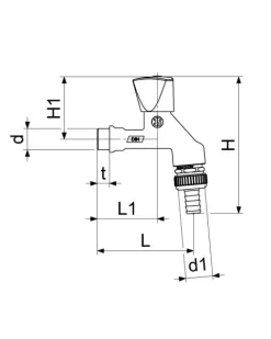 JS AUSLAUFVENTIL MIT RB,RV,SV 3-KT.-GRIFF BLAU,1/2,POL.CR,DVGW