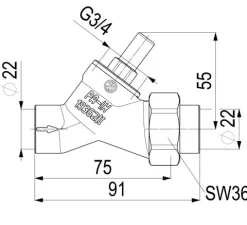 JS RUECKSCHLAGVENTIL, SCHRAEGSITZ AUSG.LOETVERSCHRAUB.,DN20,LOET22