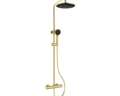 Jungborn Duschsäule inkl. Thermostat LAMBDA gold gebürstet