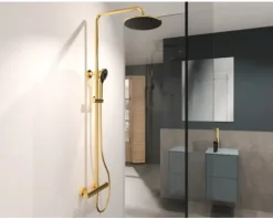 Jungborn Duschsäule inkl. Thermostat LAMBDA gold gebürstet
