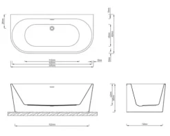 Jungborn Halbfreistehende Badewanne ONE 169 x 80 cm weiß glänzend