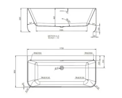 Jungborn Halbfreistehende Badewanne THREE Back to Wall 175 x 80 cm weiß