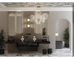 Jungborn LED Rahmenspiegel Long Cut BxHxS 35x150x3.1 cm gold