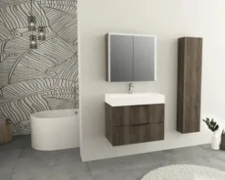 Jungborn Spiegelschrank QUATTRO SEDICI NOVE 80 x 20 x 70 cm nussbaum 2-türig LED IP 44