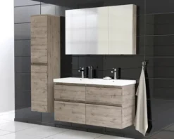 Jungborn Spiegelschrank TRENTA 120 x 14,4 x 72 cm eiche Wellington 3-türig IP 44