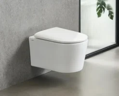 Jungborn Wand-WC Set ONE Tiefspüler ohne Spülrand weiß glänzend beschichtet Nano-Effekt (schmutzabweisend) mit WC-Sitz (Absenkautomatik, Quick-Release leicht abnehmbar) mit Turbo-Flush-Technologie