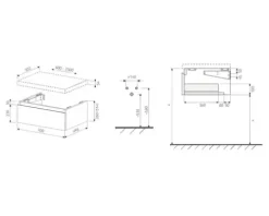 Jungborn Waschtischunterschrank TRENTA BxHxT 70 x 26 x 49,8 cm Frontfarbe taubenblau matt TRE DESK SS 70 1Z B A9166